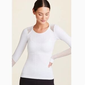 NEW Alala White Seamless Long Sleeve Top with Mesh Accents